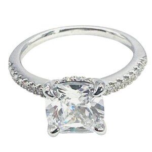 Womens Silver Plated Brass Cubic Zirconia Ring